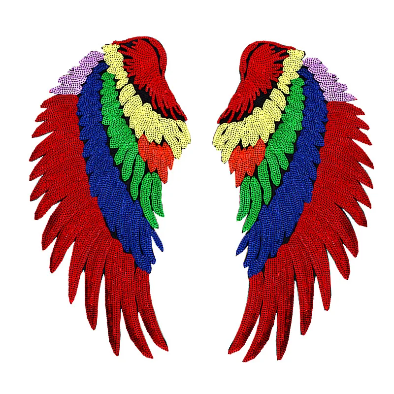 1 пара модных крупные блестки красочные крылья патч для аппликация на одежду