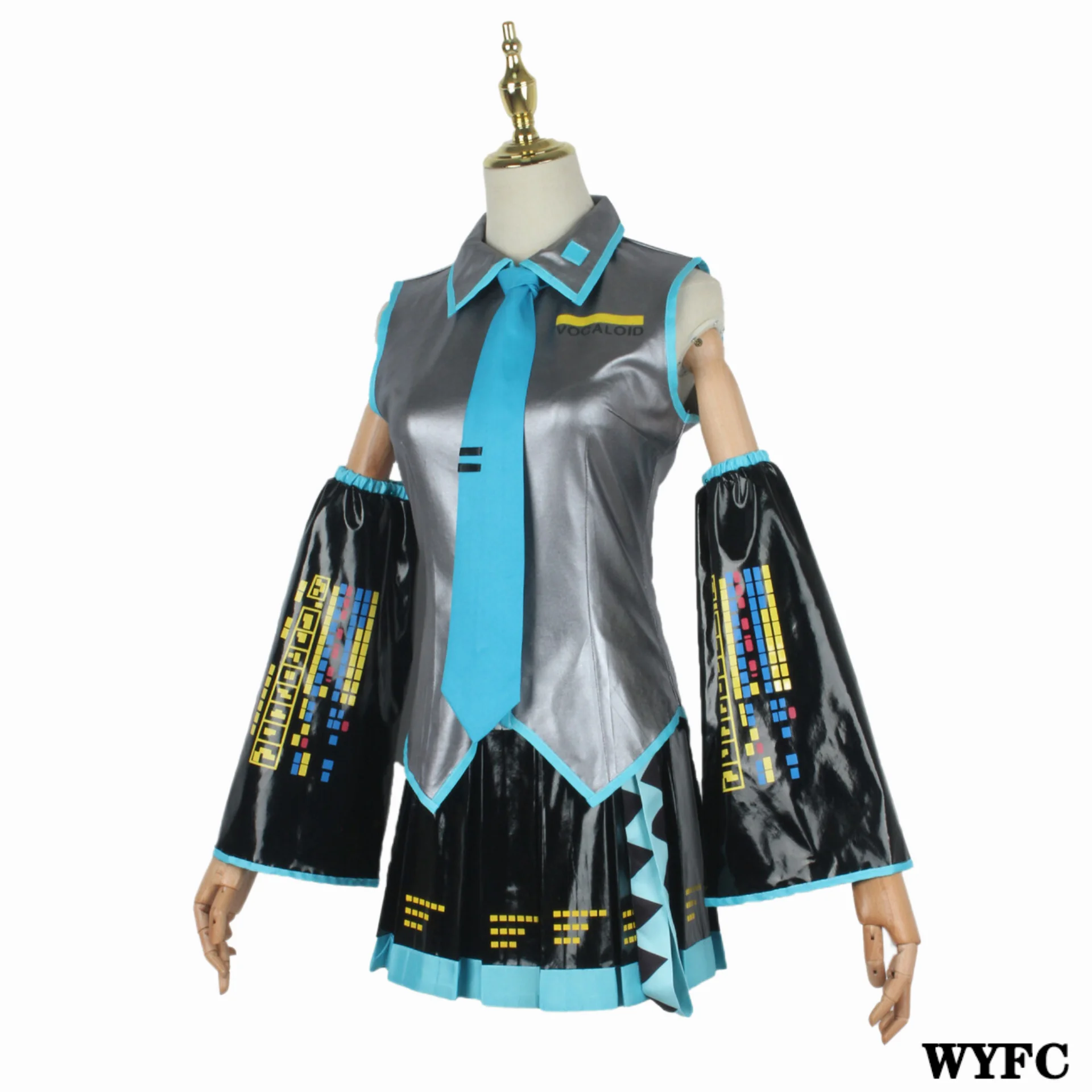

Hatsune Miku Anime Cosplay Women's Clothing Cute Maid Outfit Patent Leather 5Pcs Formula Set Top / Skirt / Sleeves / Tie / Socks