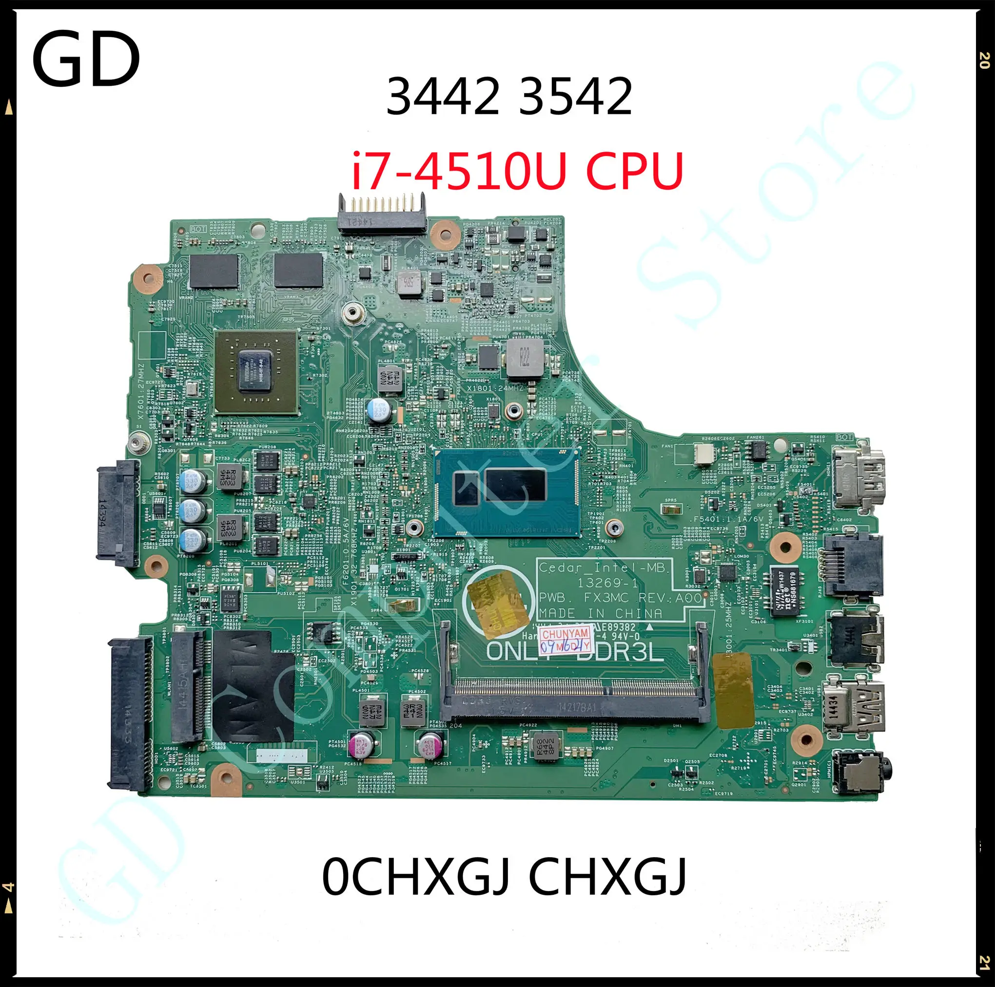 Высококачественная материнская плата GD для ноутбука DELL 3442 3542 с процессором i7-4510U