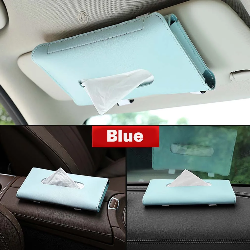 

Car tissue storage box Napkin Auto sun visor PU Leather Backseat Hanging Paper Towel Clip Towel Holder case Car Accessories