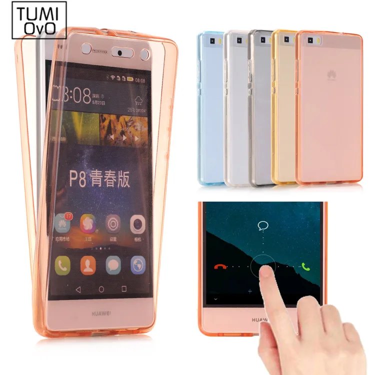 Чехол с полным покрытием 360 градусов для Huawei P8 P9 G8 мягкие прозрачные чехлы из ТПУ