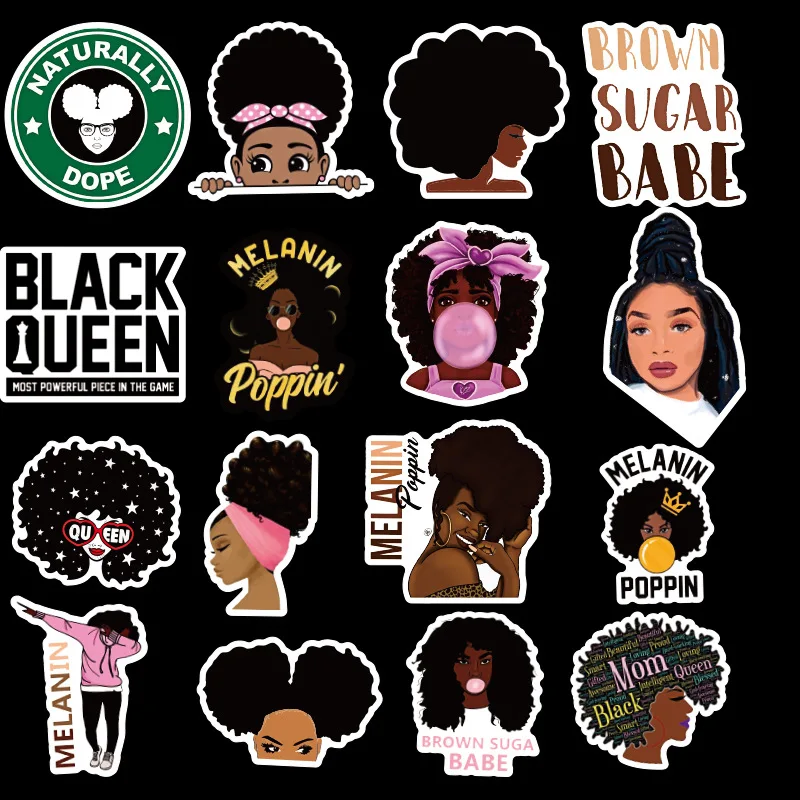 50 шт. вдохновляющие черная девочка меланина попсовое Стикеры набор сделай сам