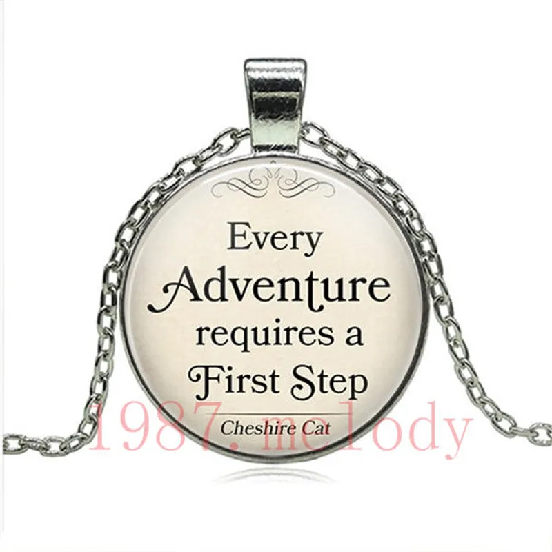

Every Adventure Requires A First Step Creative Vintage Photo Cabochon Glass Chain Necklace,Charm Women Pendants Fashion Jewelry