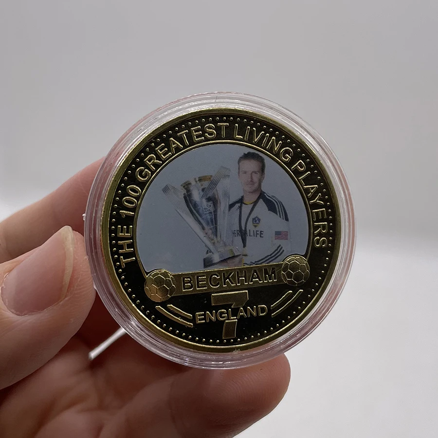 Английский футбол звезда Дэвида Бекхэма позолоченные памятные монеты футбола