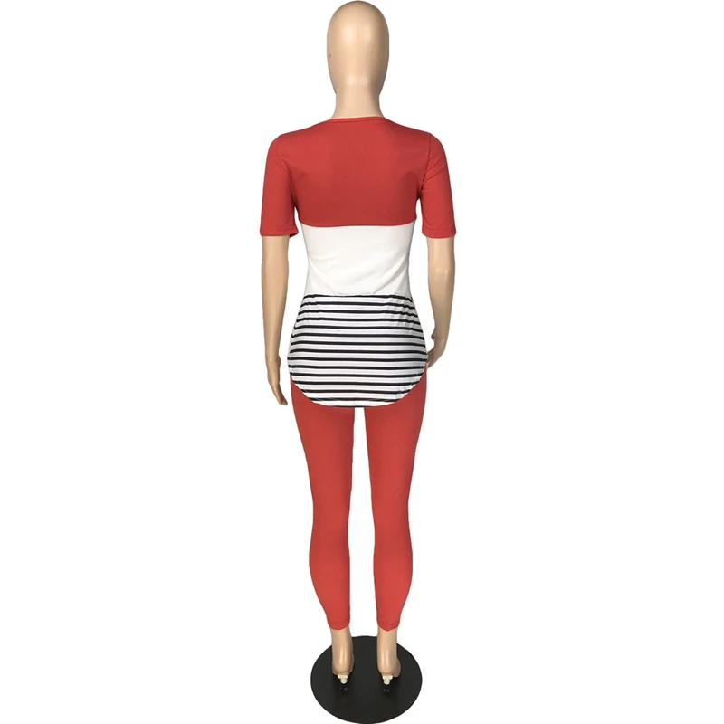 

ZOOEFFBB Fashion Fall Two Piece Set Striped Top and Workout Leggings pants Sexy Outfits for Women Clothes Lounge Wear Streetwear