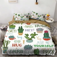 23 pieces cartoon bedding set 3d print luxury cactus duvet cover home textile bed quilt cover for kids bedroom bed cover set