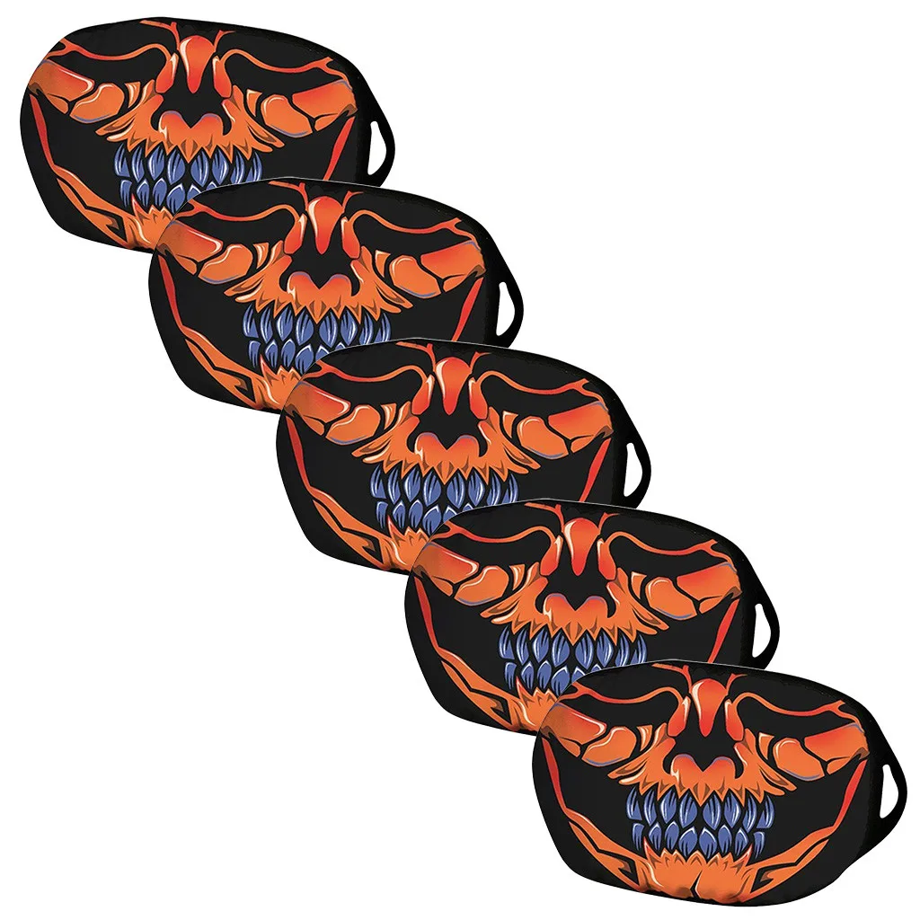 Маска для Хэллоуина 5 шт. Пылезащитная многоразовая тканевая карманная маска рта