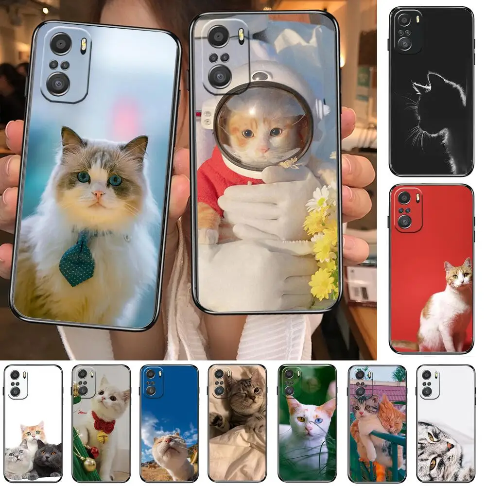 

Funny cartoon cat Phone Case For xiaomi redmi 11 Lite pro Ultra 10 9 8 MIX 4 FOLD 10T Black Cover Silicone Back Prett