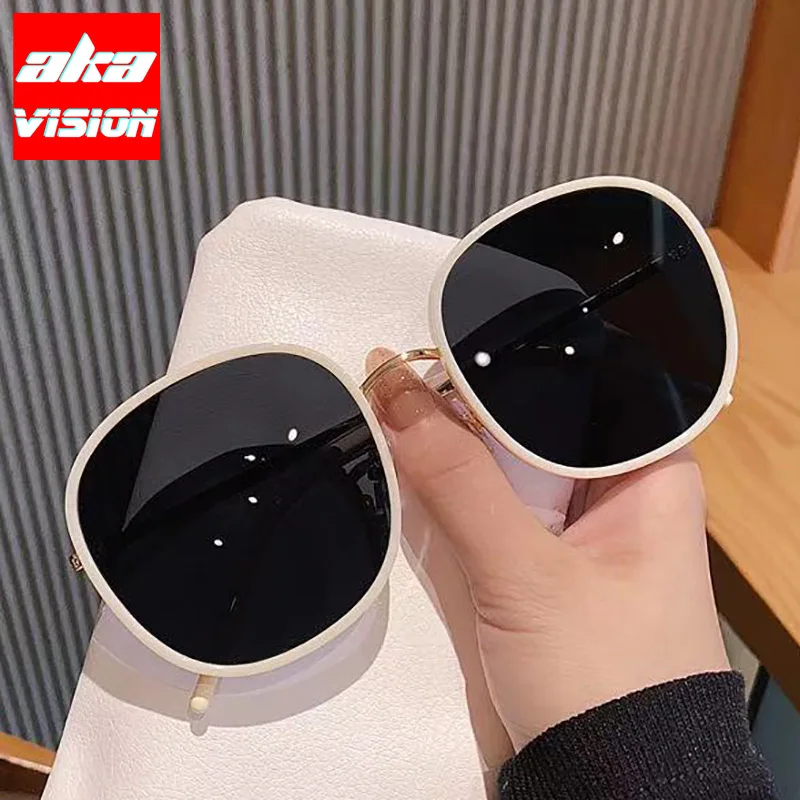 

AKA VISION Oval Sunglasses Women Oversized Eyeglasses For Women/Men Metal Luxury Glasses Women Round Gafas De Sol Mujer 2021