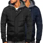 Зимнее пуховое пальто контрастных цветов с подкладкой из двух предметов, очень теплая ветрозащитная Мужская куртка с капюшоном, уличная одежда, пуховая куртка