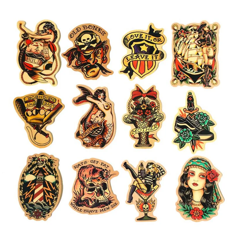 

10/30/50PCS Color Vintage Retro Style Beauty Helmet Suitcase Laptop Car Refrigerator Waterproof Stickers Wholesale