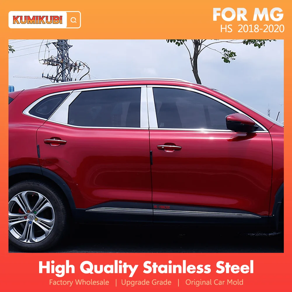 

Car Styling For MG HS 2018 2019 2020 Stainless Steel Window Trims Center Pillars B + C Pillar Post Covers Molding 8Pcs