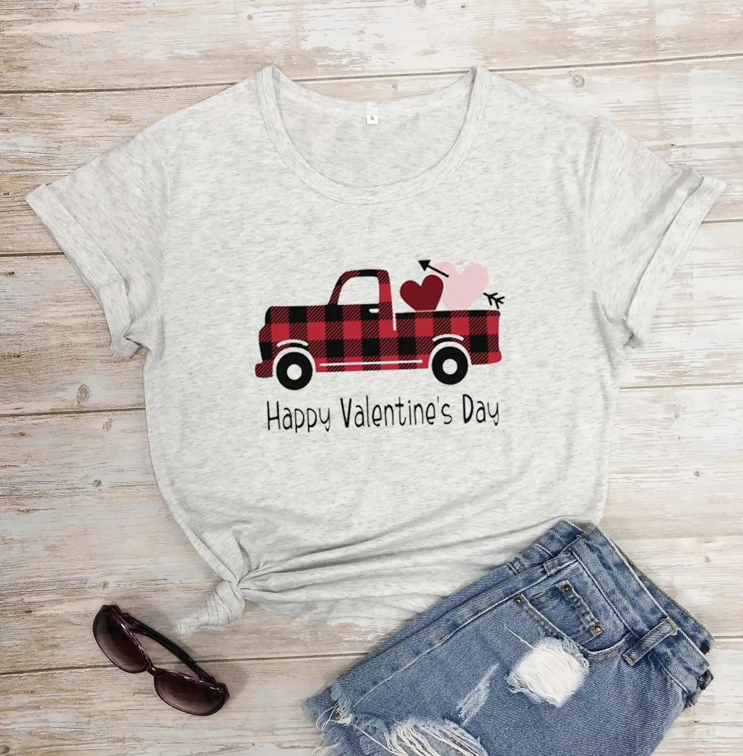 Футболка на День святого Валентина рубашка в клетку с изображением буйвола и