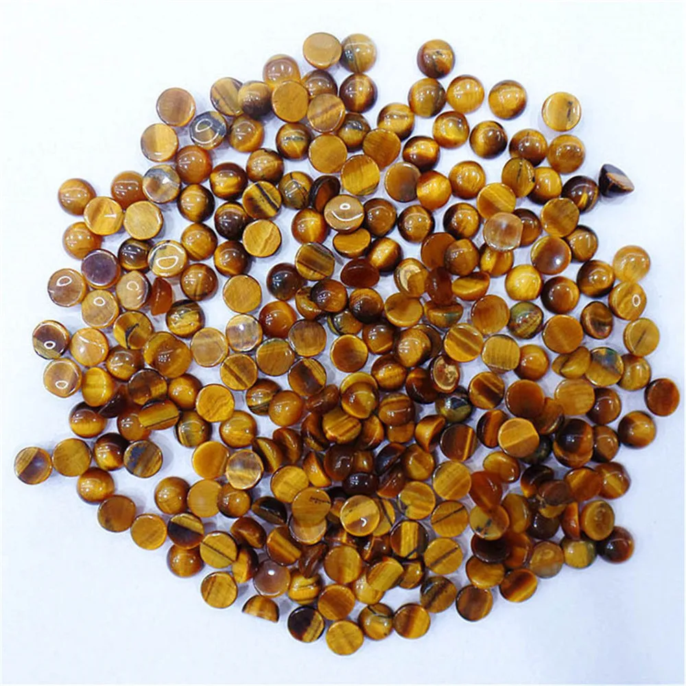 

100Pcs 6x3mm Wholesale Natural Brown Tiger Eye Gem Round Cab Cabochon DIY Jewelry Making Accessories M6