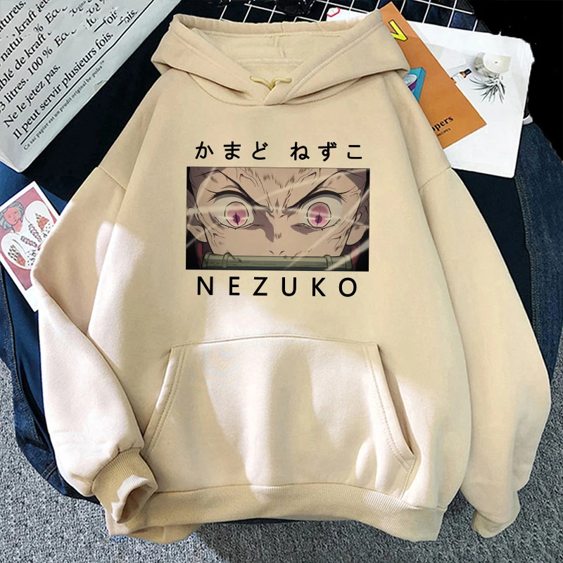 

Demon Slayer Japanese Anime Hoodies Oversized Sweatshirt Kamado Nezuk Kawaii Clothes Women Loose Pullover Autumn winter Sudadera