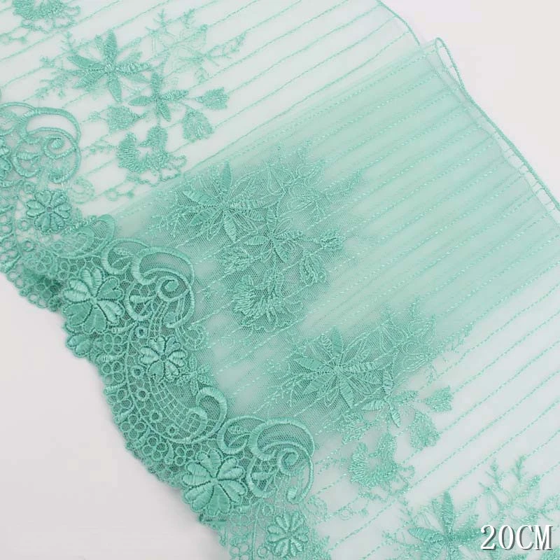 

30Yards Floral Embroidered Lace Trim Green Mesh Underwear Lingerie Bra Handmade Dress Sewing Fabric Materials 20cm Width
