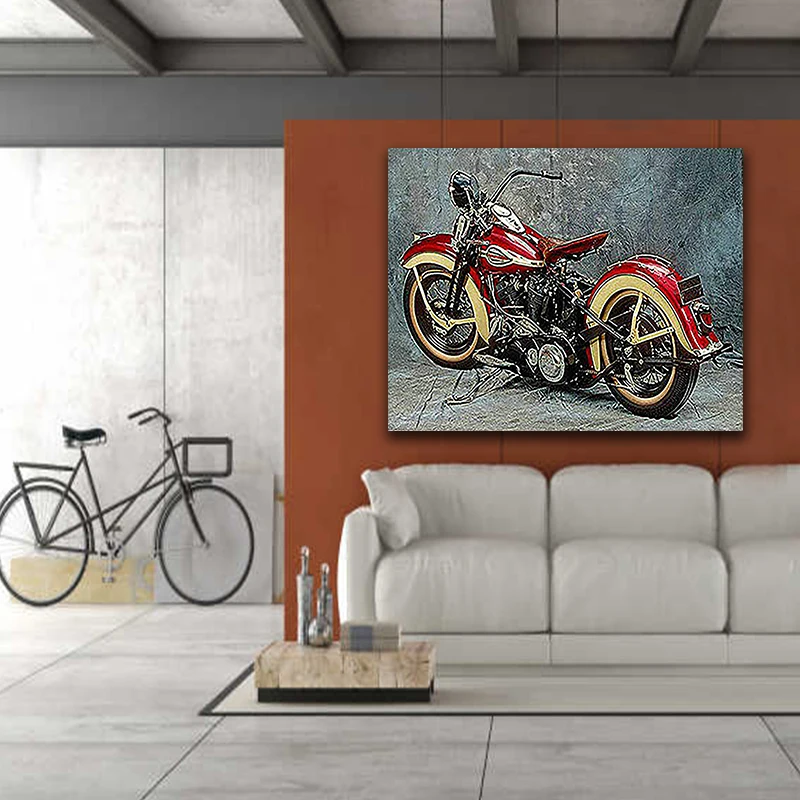 DIY картинки для раскраски по номерам с цветами ретро мотоцикл Локомотив картина