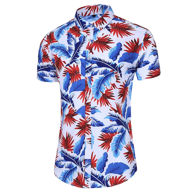 Men's Short-Sleeve Shirts Men Casual Floral Print  Holiday Vacation  Blouses Tops  Clothing  large size 6XL 7XL