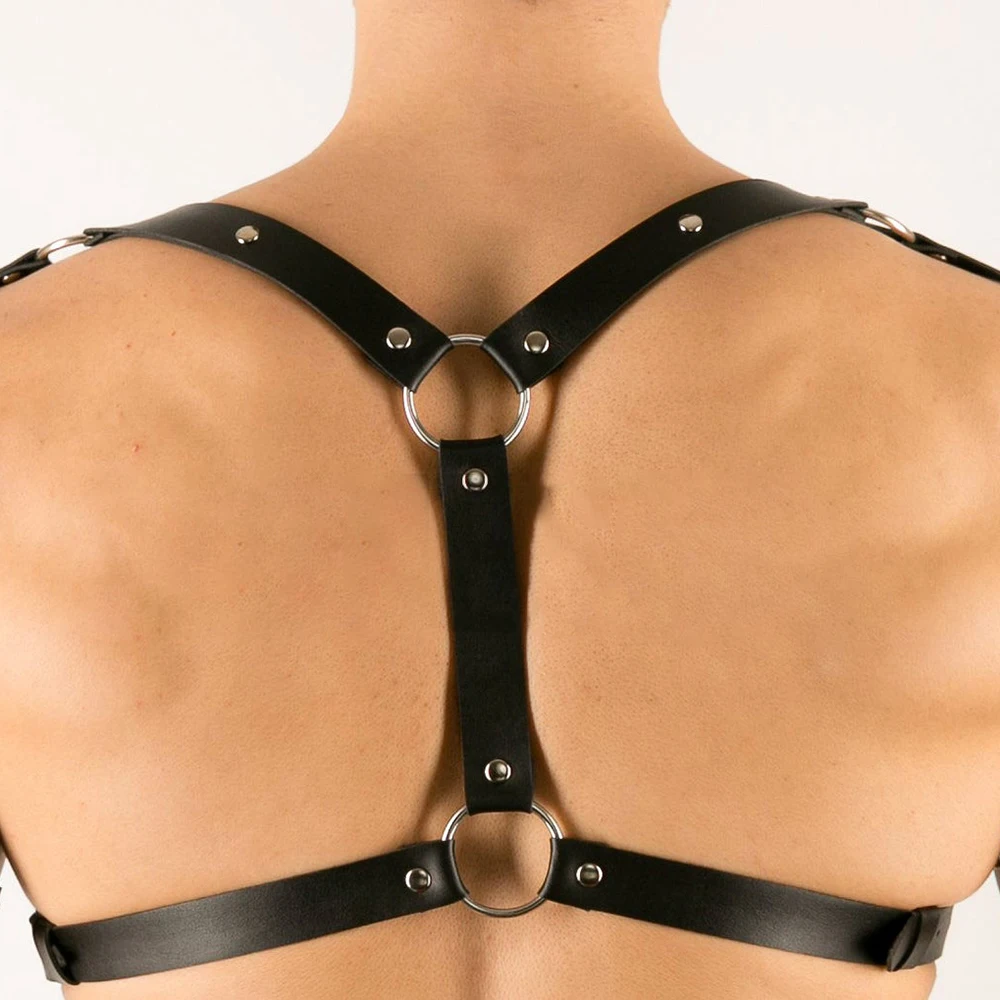 

Men Leather Fetish Gay Chest Harness Sissy Adjustable BDSM Body Bondage Cage Harness Suspenders Sword Belts Punk Rave Clothes