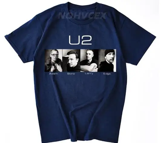 Рок-Группа U2 футболка Альтернативная рок футболка с короткими рукавами Луна и звезда дизайн футболка - Цвет: Тёмно-синий