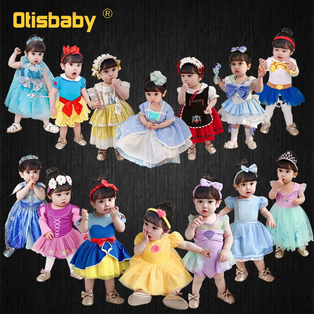 Infant Girls Dress Princess Romper Baby Girl 1 2 3 4 5 6 Year Snow White Anna Elsa Belle Mermaid Costume Spain Kids Clothes