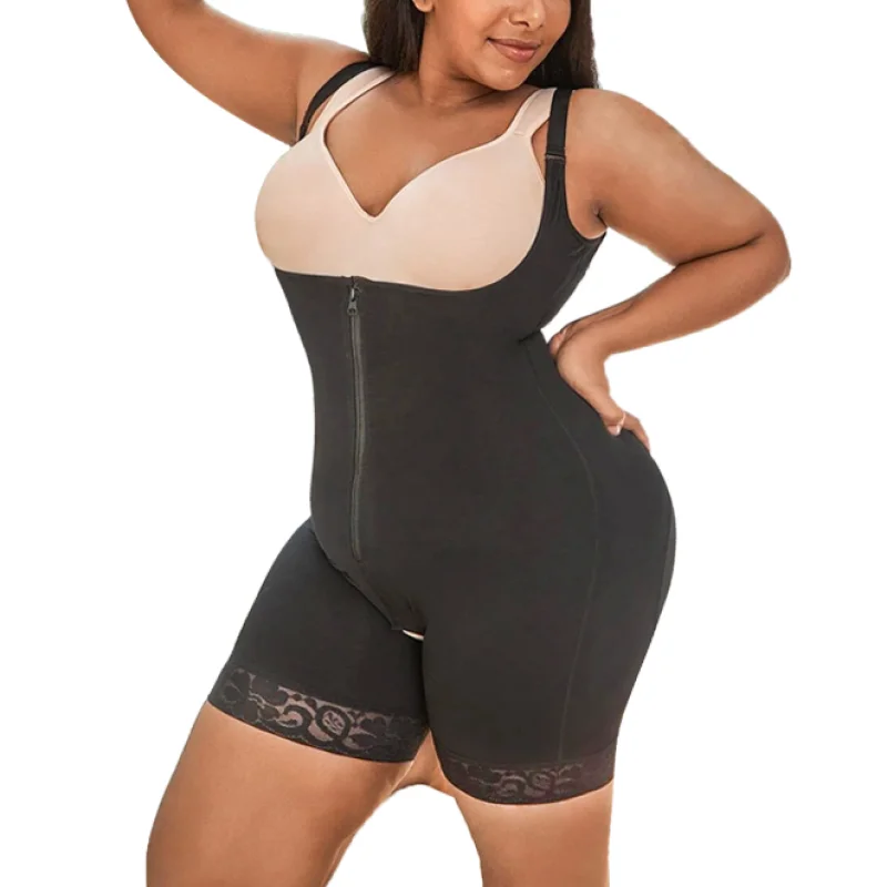 

Tummy Control Shaper Women Open Crotch Fajas Slimming Bodysuit Zipper Flatten Abdomen Body Shaper Post Liposuction Shapewear