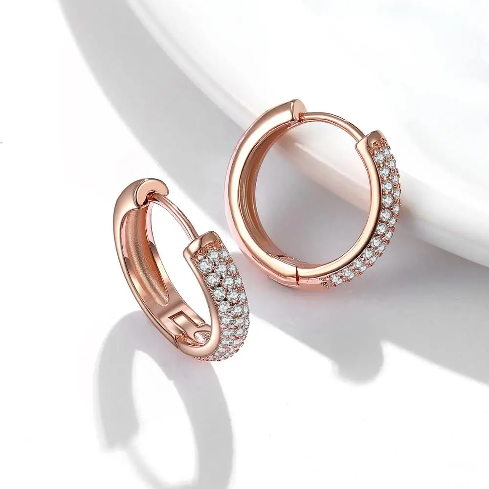 Женские серьги-кольца из меди и циркония 2 цвета | Украшения аксессуары