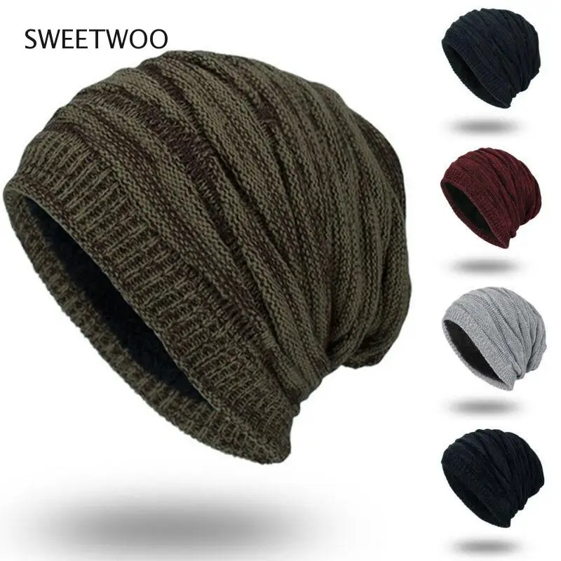 Men's Womens Knit Baggy Beanie Oversize Winter Warm Hat Ski Slouchy Thick Cap