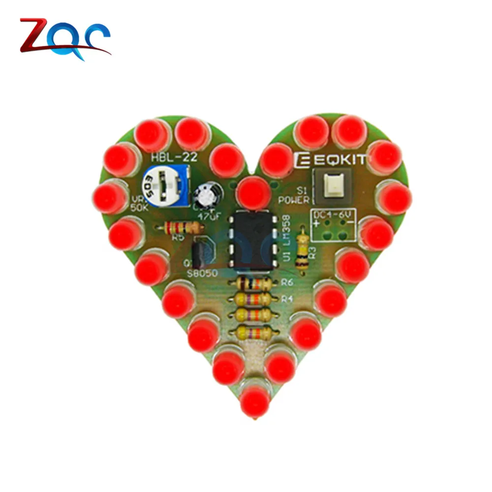 

Набор для самостоятельной сборки, светодиодный ная лампа в форме сердца, 4-6 В постоянного тока, красный, белый, синий, зеленый цвет, набор для пайки, практическая обучающая Электроника