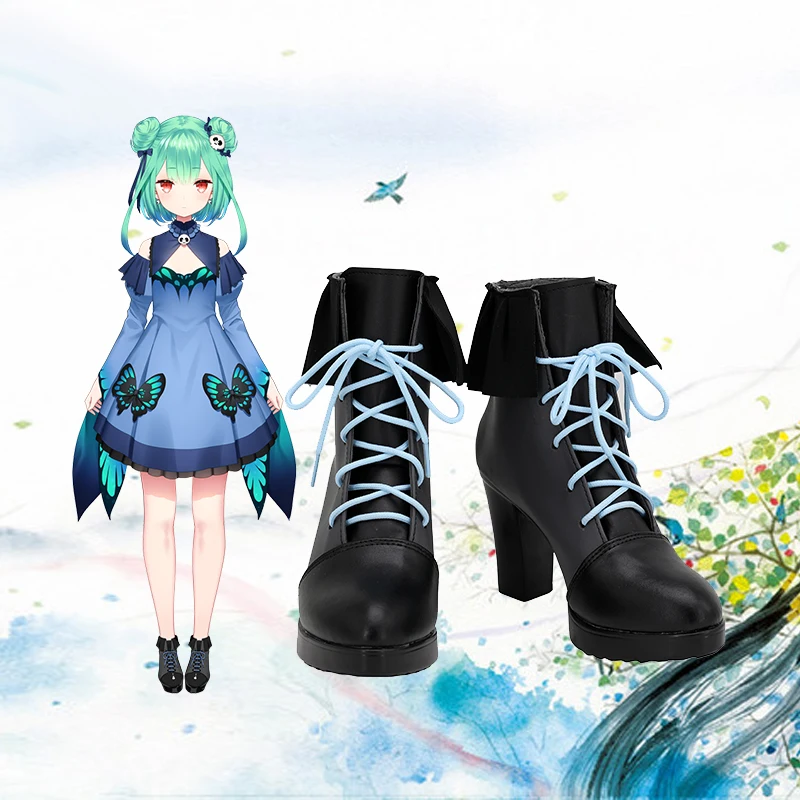 

VTuber Uruha Rushia Cosplay High Heels Shoes Boots Cosplay Short Straight Hair Buns Synthetic Hair wig shoe Headwear