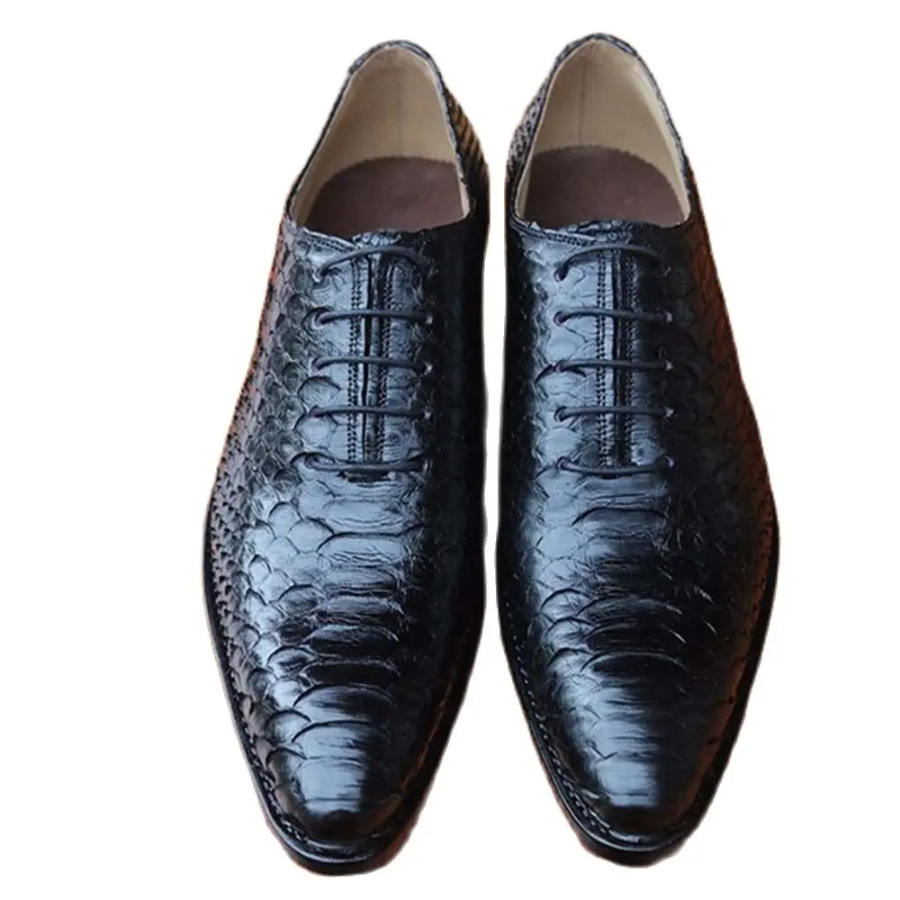 Мужские туфли из кожи питона SIPRIKS однотонные Туфли-оксфорды с острым носком на