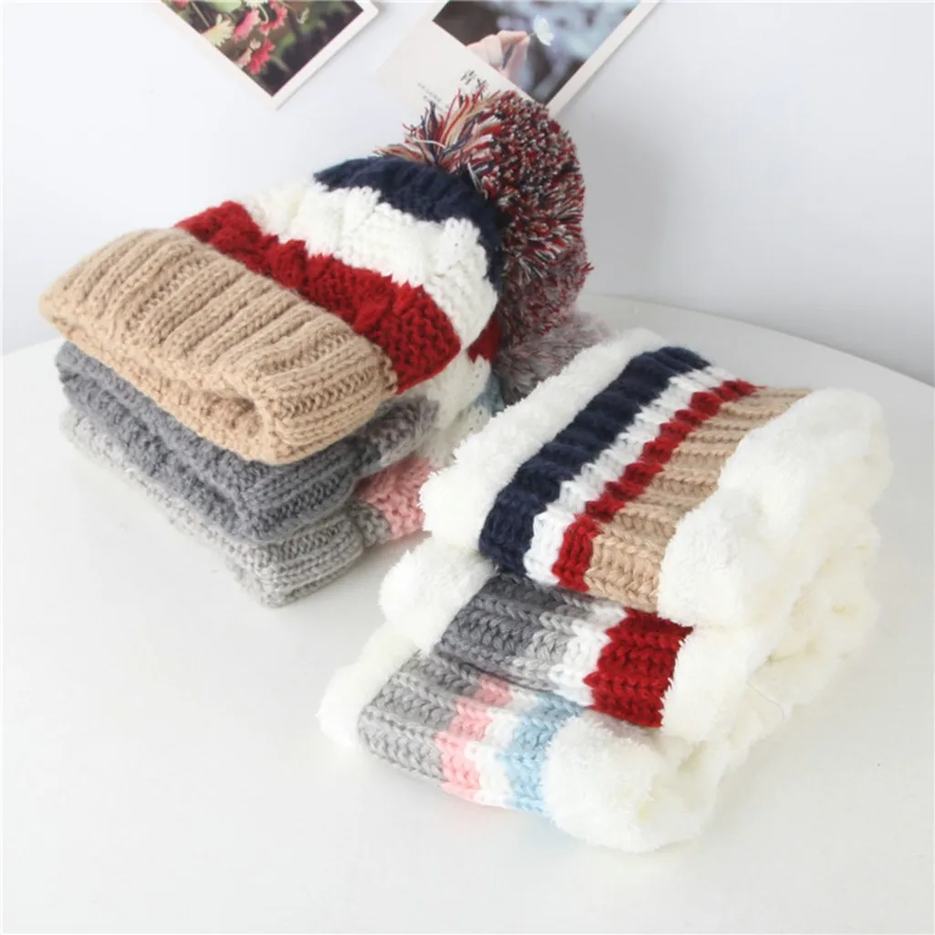 

Winter Toddler Girl&Boy Baby Splice Crochet Knit Hat Beanie Hairball Cap Scarf Set Suit Scarf, Hat & Glove Sets Accessories