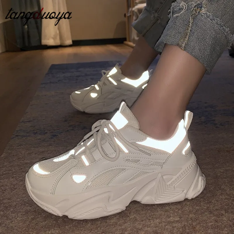 

sport shoes woman sneakers breathable platform running shoes for women pink jogging walking luminous shoes comfortable sneakers
