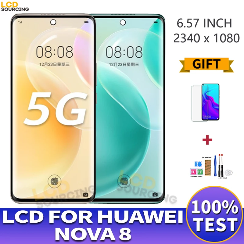 Pantalla LCD OLED de 6,57 pulgadas para Huawei Nova 8, montaje de digitalizador con Panel t&aacute;ctil, reemplazo de pantalla LCD-0
