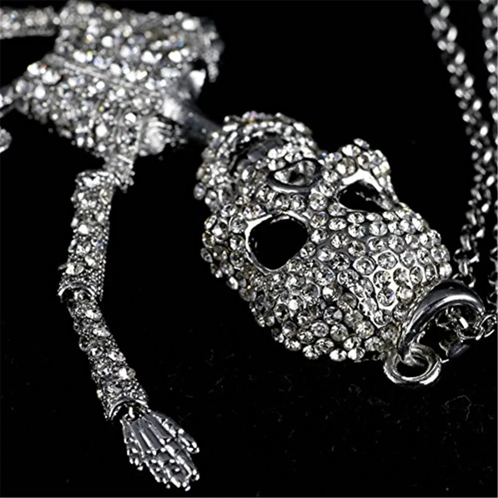 Панк Рок Череп со стразами ожерелье мужское колье Femme Max Colar Masculino Neckless мужские