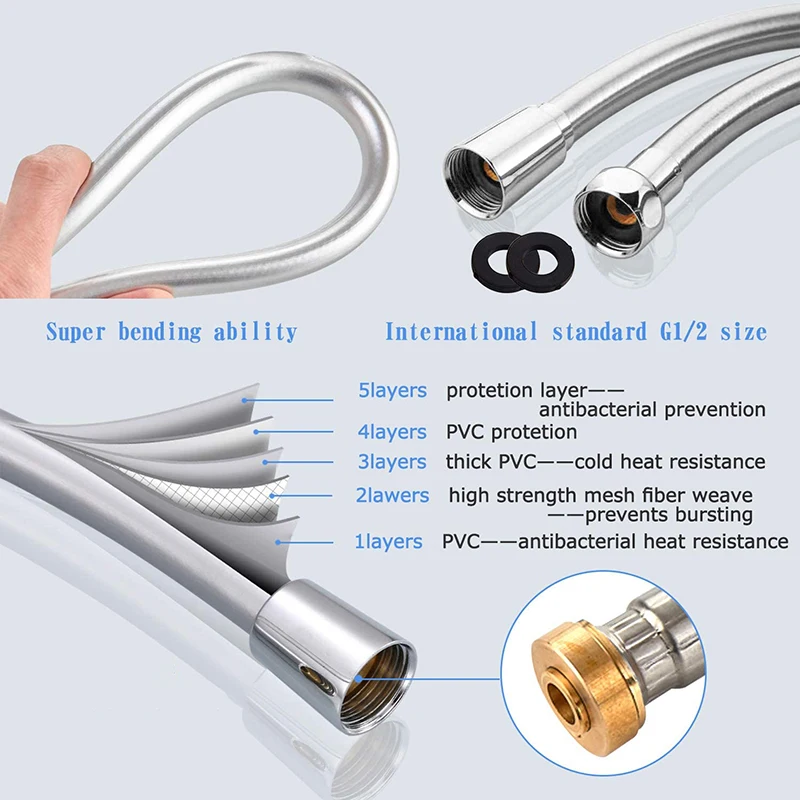 

High Pressure Setting Handheld Shower with ON/OFF Pause Switch with High Explosion-Proof Hose,Standard Chrome Finish