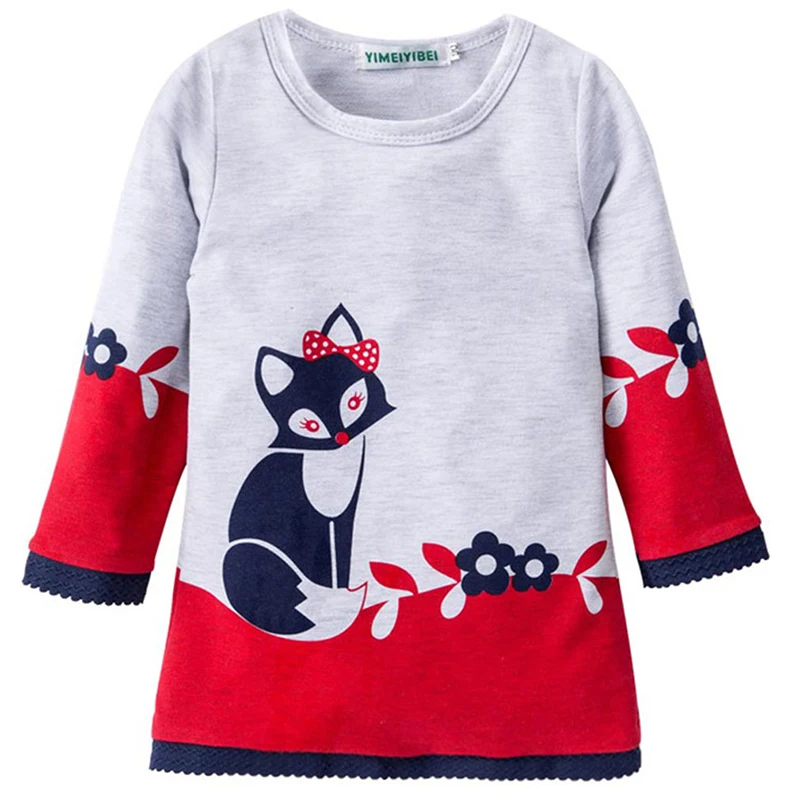 

Girls Winter Warm Dress Fashion Fox Sweater Dresses Knitted Long Sleeve O Neck Children Clothing Dress 3-7Years