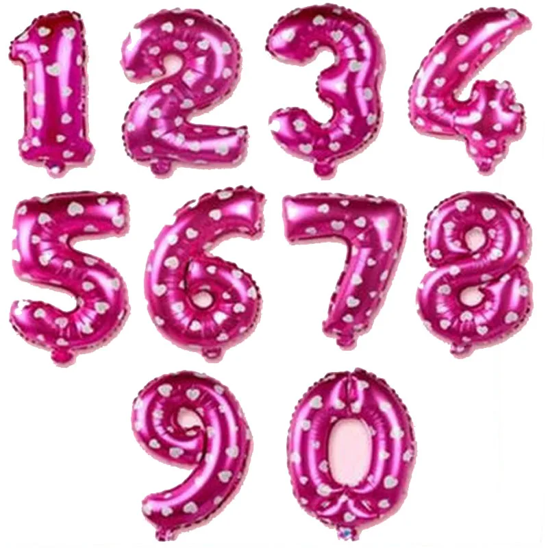 6384pink Vacclo 32 дюймов Золотой Серебряный номер воздушный шар из фольги гелиевые балоны воздушные шары бусины фигурки для дня рождения украшения для взрослых детей - Цвет: 6384pink