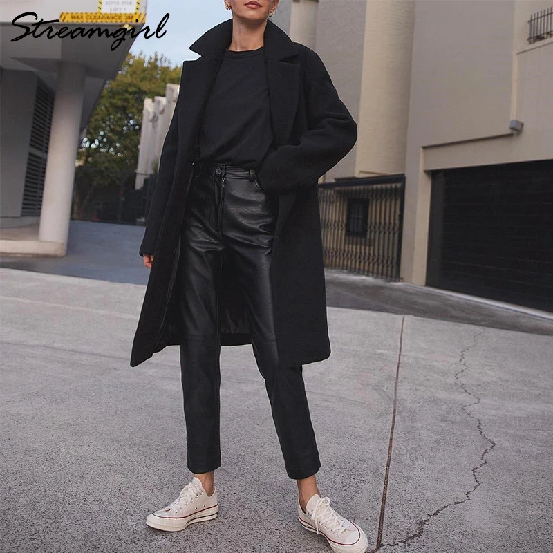 Брюки Streamgirl женские из искусственной кожи узкие султанки экокожи простые черные