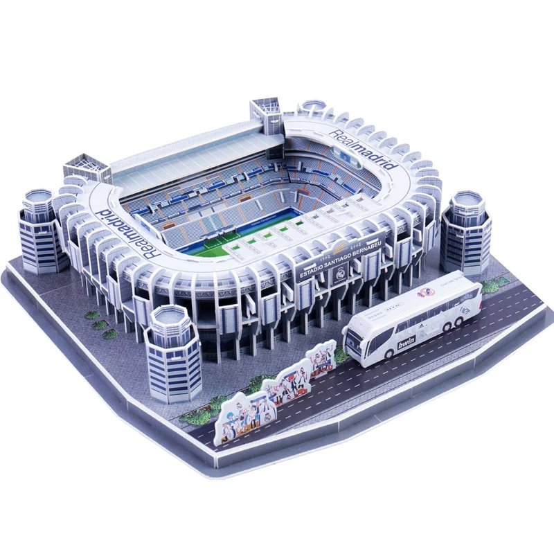 

Classic Jigsaw DIY Puzzle Architecture Santiago Bernabeu Football Stadiums Club Brick Toys Scale Models Sets Building Paper