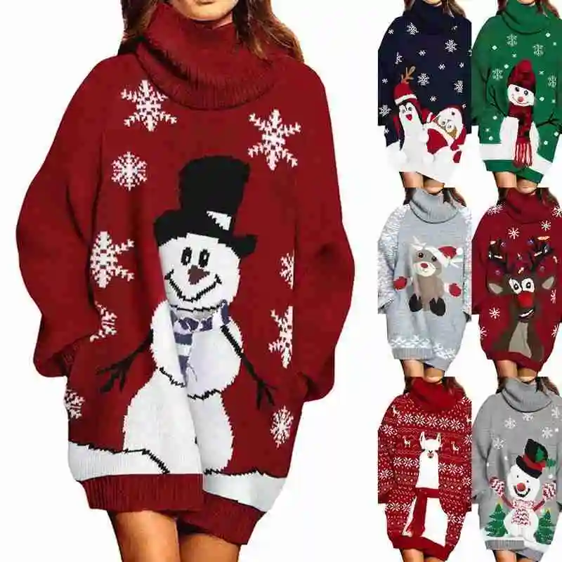 

S-XL Size Women 2020 Christmas Sweater Elk Print Pullover Ladies Sweaters Autumn Winter Tops Clothing Long Sleeve Knit Casual