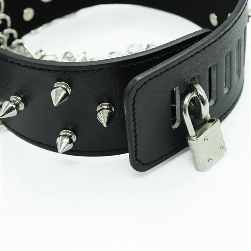 Кожаный ошейник с заклепками в стиле панк поводок-цепочка новые экзотические