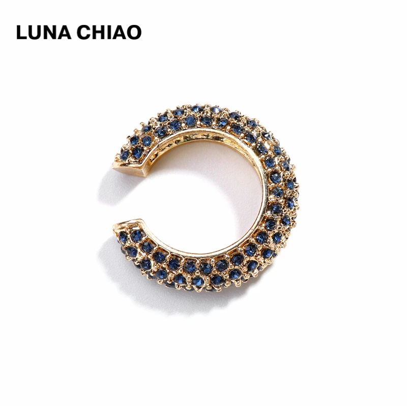 A0729BL LUNA CHIAO Популярные хрустальные стразы металлические жемчужные манжеты для ушей штабелируемые манжеты Комплект сережек для женщин - Metal Color: A0729BL