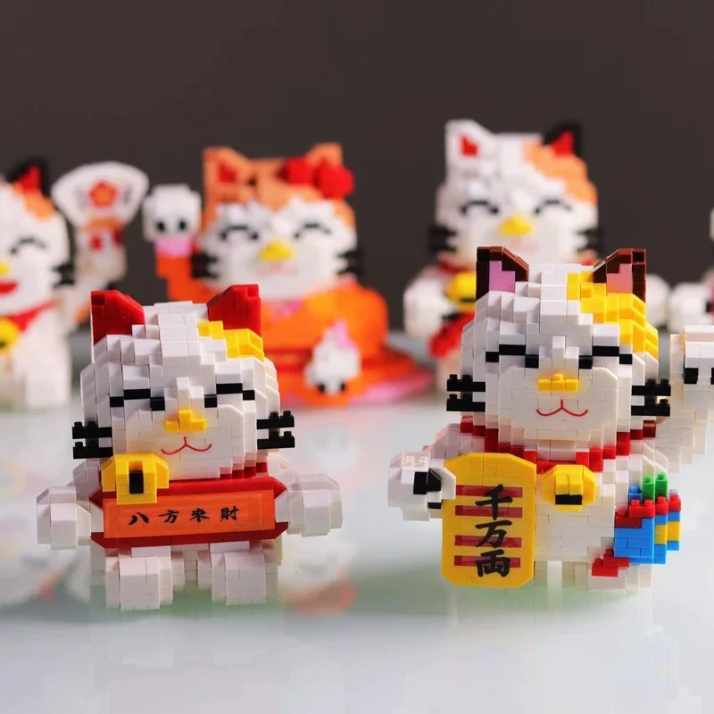 Ромбовидные блоки Манеки Neko счастливый кот мини-строительные Китай Япония