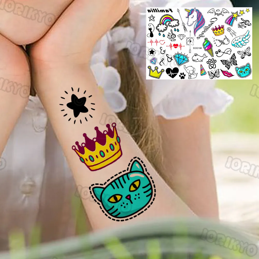 

Snow Froze Princess Temporary Tattoo Gifts For Girls Cartoon Body Art Tatoo Sticker Waterproof Kids Elsa Anna Queen Tattoo Paste