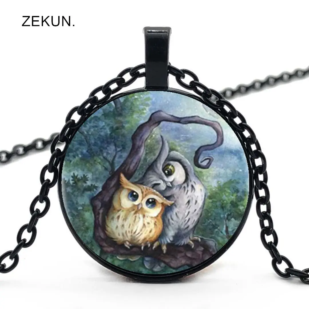 

LIAOZEKUN, 2019/ New Multi-color Owl Series Bump Glass Necklace Pendant Simple Men and Women Necklace Jewelry
