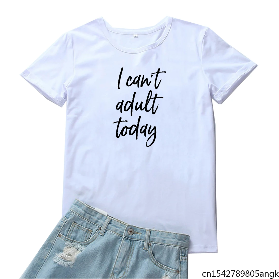 

Женская Повседневная футболка с круглым вырезом I Can Not Adult Today, Модные свободные черные топы