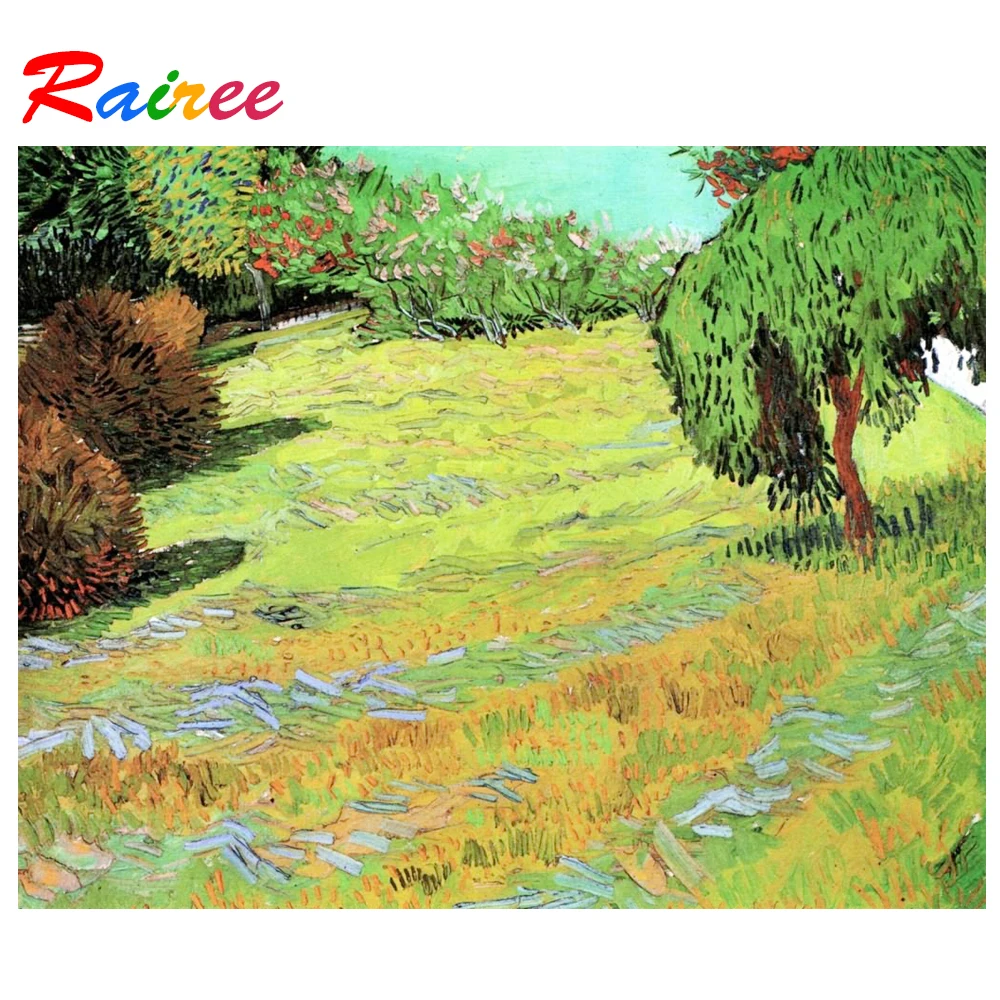 Rairee Van Gogh классические работы &quotтрава светит в парке&quot 5D DIY алмазная живопись