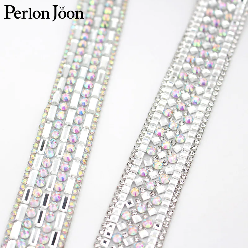 2cm breite Glas AB farbe strass trim strap hot fix farbe gurtband Hochzeit kleid braut DIY dekoration zubehör TR128 – Detail 5
