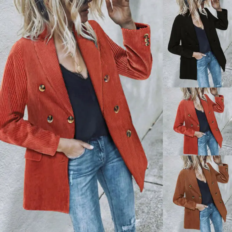 Модный Женский приталенный Блейзер костюм однотонная верхняя одежда на